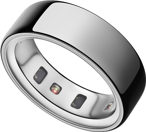 Smart ring with electronic components on a white background