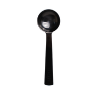 Elegant black spoon with long handle and round bowl design for modern dining and serving