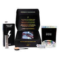 30 Servings Mushroom Coffee starter kit with black packaging, spoon and functional coffee blend pouch displayed