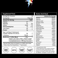 90 Servings Jumbo Bag supplement facts panel showing amino acid profile and nutritional information with rainbow logo