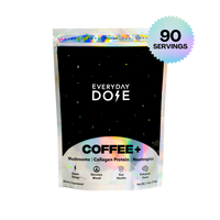 Upgrade to 90 Servings Coffee Plus package with mushrooms, collagen protein and nootropics in holographic design