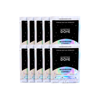 10-Pack Mushroom Coffee+ packets arranged in rows with holographic design on white and black packaging with starry background