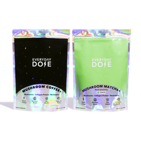 Coffee and Matcha Bundle featuring black coffee and green matcha powder pouches with holographic packaging design
