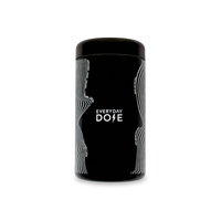 The Coffee Vessel by Everyday Dose: sleek black canister with modern wavy line design pattern