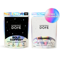 30 servings of Bold Coffee plus free Collagen Coconut Creamer bundle by Everyday Dose in holographic packaging