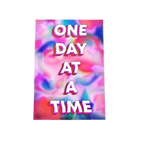 Tyler Spangler Poster featuring One Day At A Time text on vibrant pink and blue swirled background