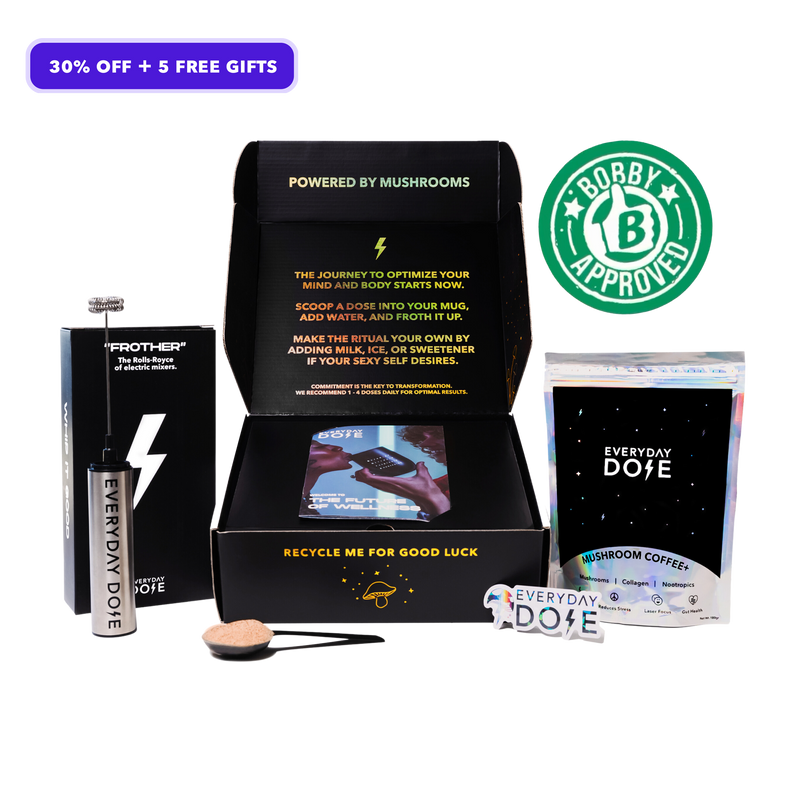 30 Serving of Mushroom Coffee + FREE Starter Kit (Bobby Discount Special) with collagen, nootropics, and functional mushrooms for focus and energy