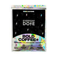 Bold Coffee+ Sachet packaging showing 90mg caffeine with mushrooms, collagen protein, and nootropics for energy and focus.