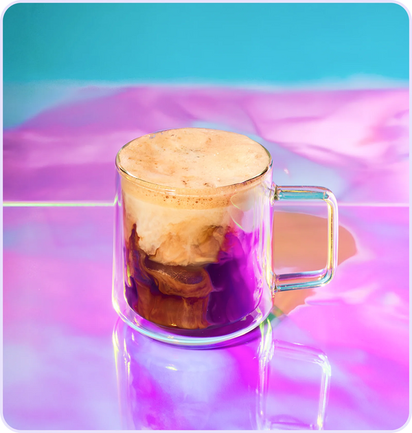 Coffee plus purple latte cream