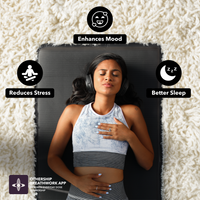 Mushroom Coffee benefits: enhances mood, reduces stress and improves sleep, shown with relaxation and wellness icons