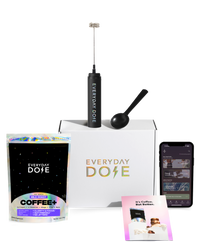 30 servings Coffee+ with frother, scoop, starter box, app displaying guided routines in gallery position 1