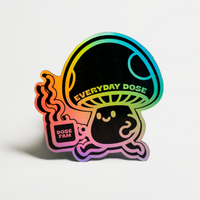 Mushy Magnet featuring rainbow gradient mushroom design with Everyday Dose text and cute cartoon style