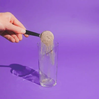 Everyday dose coffee being prepped inside a glass.